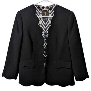 Womens Size Four (4) Ted Baker Black Scalloped Edge Blazer Jacket